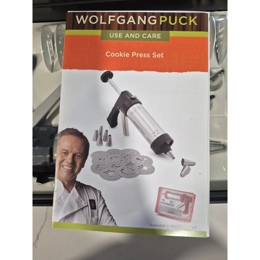Wolfgang Puck‎ Cookie Press Set 23 Piece Stainless Steel Decorating Kit Black